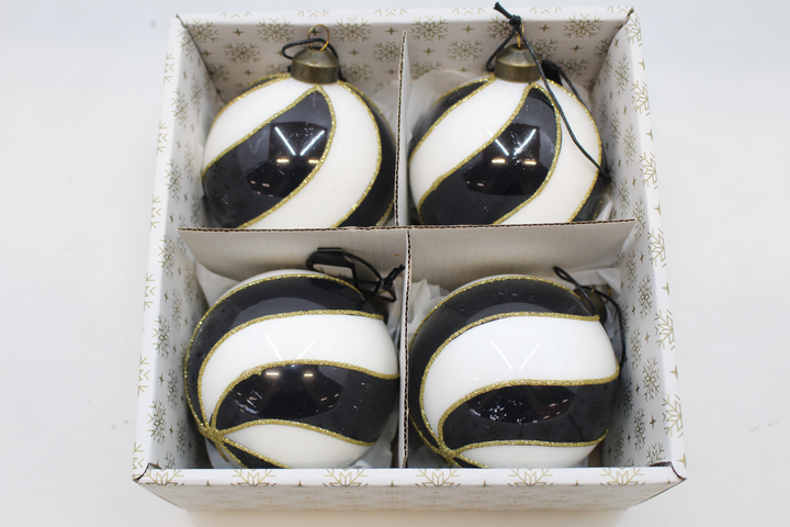 House Doctor Ornament Kugel Weihnachtsbaumschmuck Blattmuster Glas Braun 6x Set B-Ware - 5707644889897