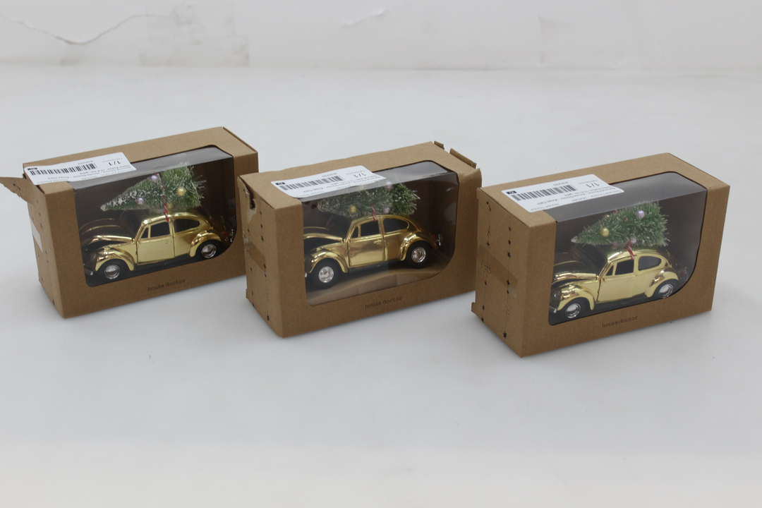 House Doctor Xmas Cars Dekoauto Weihnachtsdeko Gold 12,5cm Retro Auto 3 Stück B-Ware