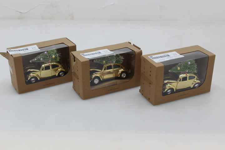 House Doctor Xmas Cars Dekoauto Weihnachtsdeko Gold 12,5cm Retro Auto 3 Stück B-Ware