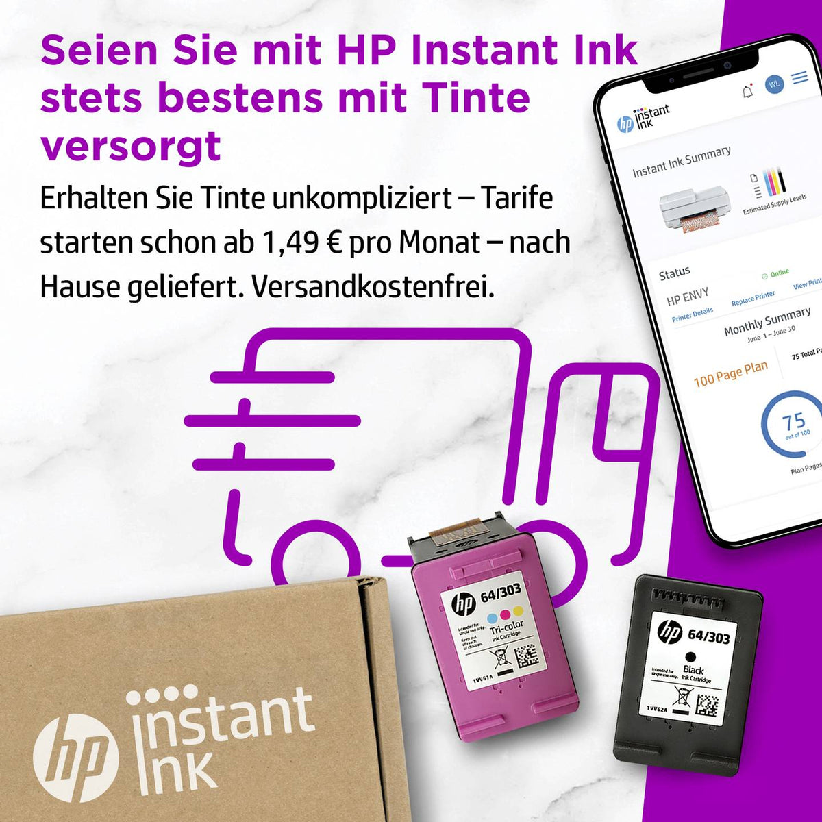 HP Envy 6420e All-in-One Drucker Tintenstrahl-Multifunktionsdrucker A4 Scanner - 0195161625183