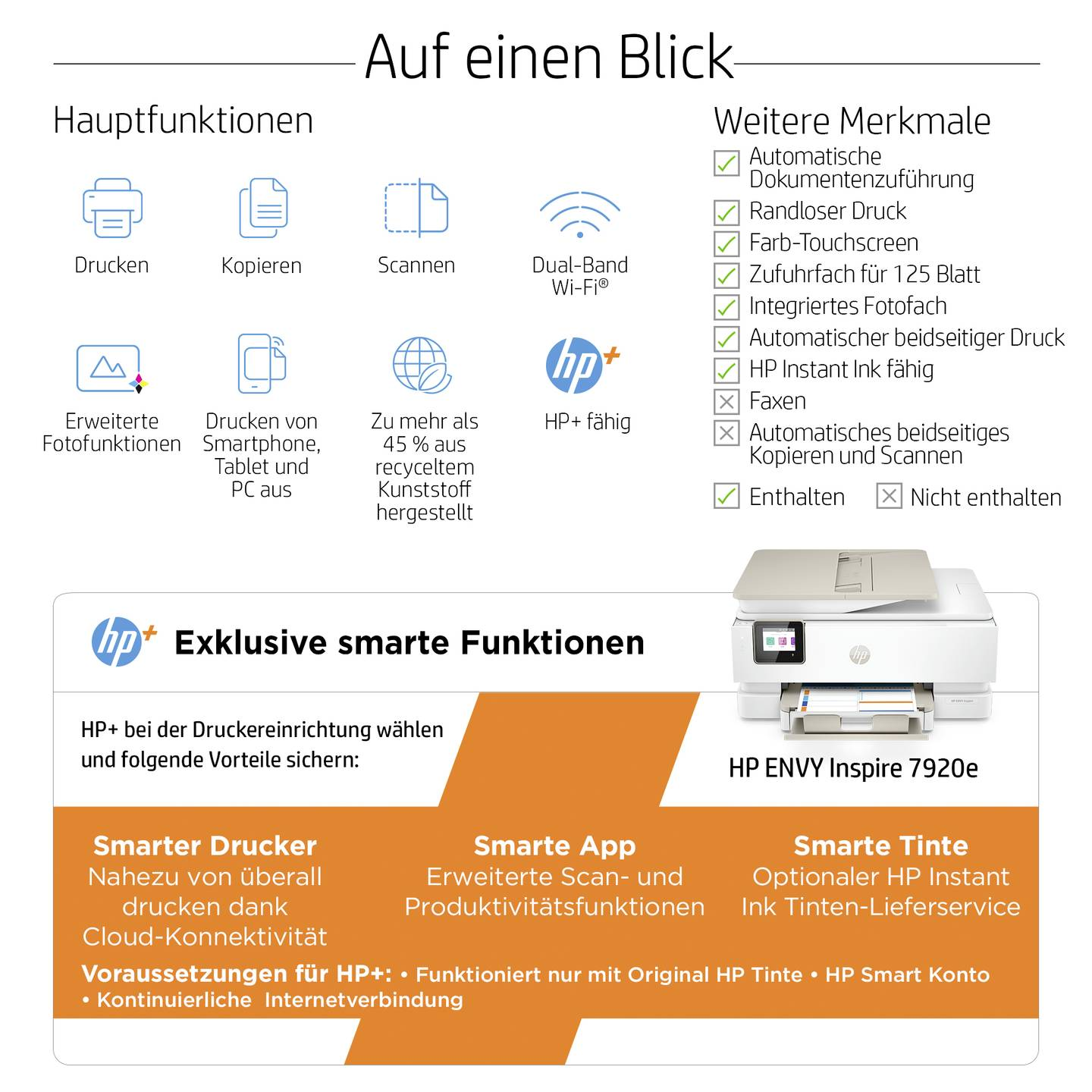 B-Ware Hp Envy Inspire 7920e All In One Multifunktionsdrucker Tintenstrahl Scanner - 195697743993