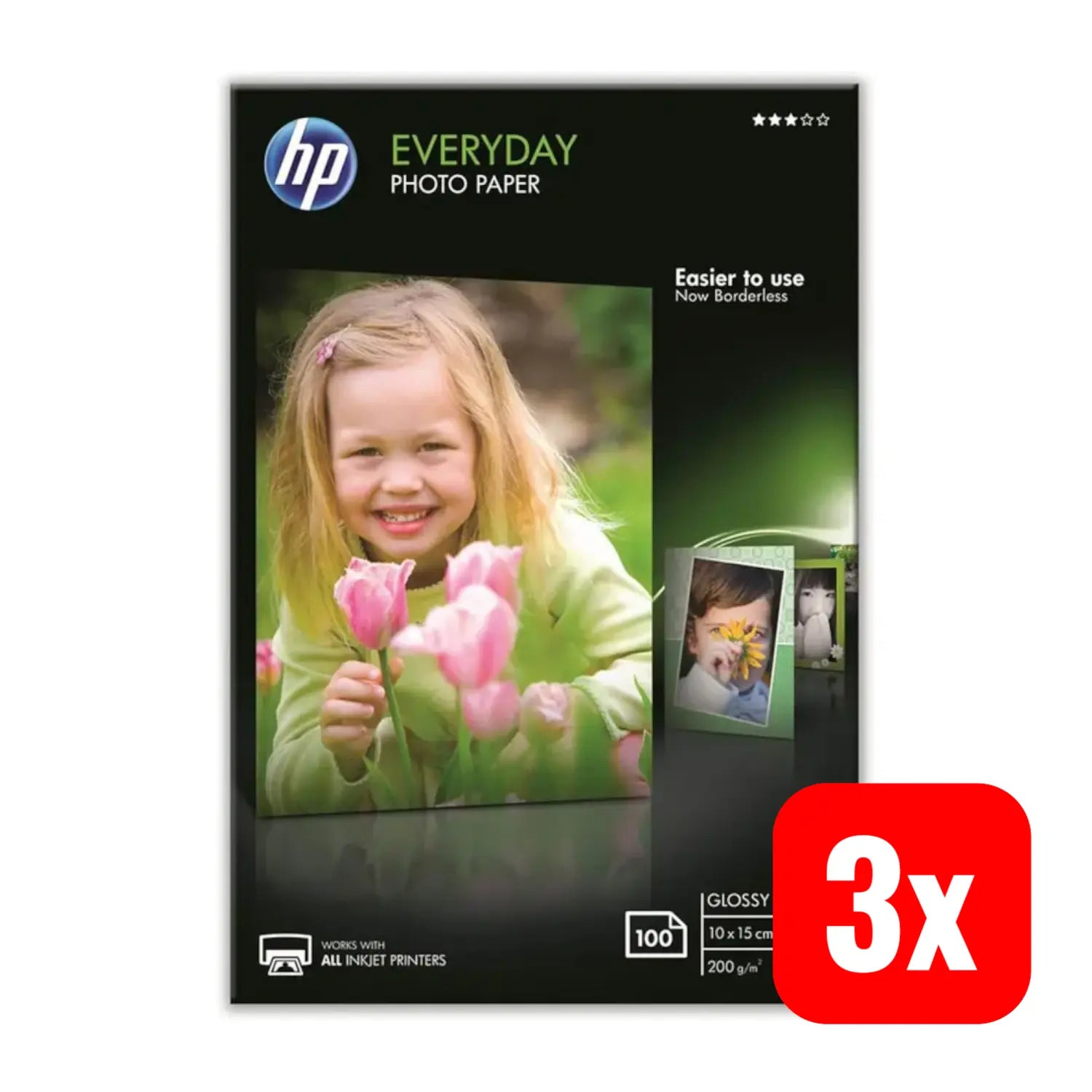 B-Ware Hp Fotopapier Druckpapier Everyday Photo Glänzend 10x15cm 100 Blatt 3 Stück - 886111974887