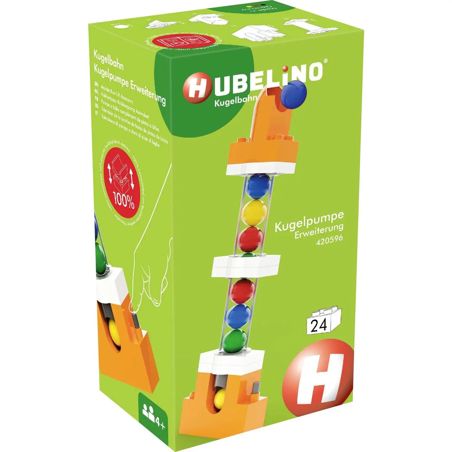B-Ware Hubelino Konstruktions Set Baustein Kugelpumpe Erweiterung Kugelbahn 24 Teile - 4250331420596