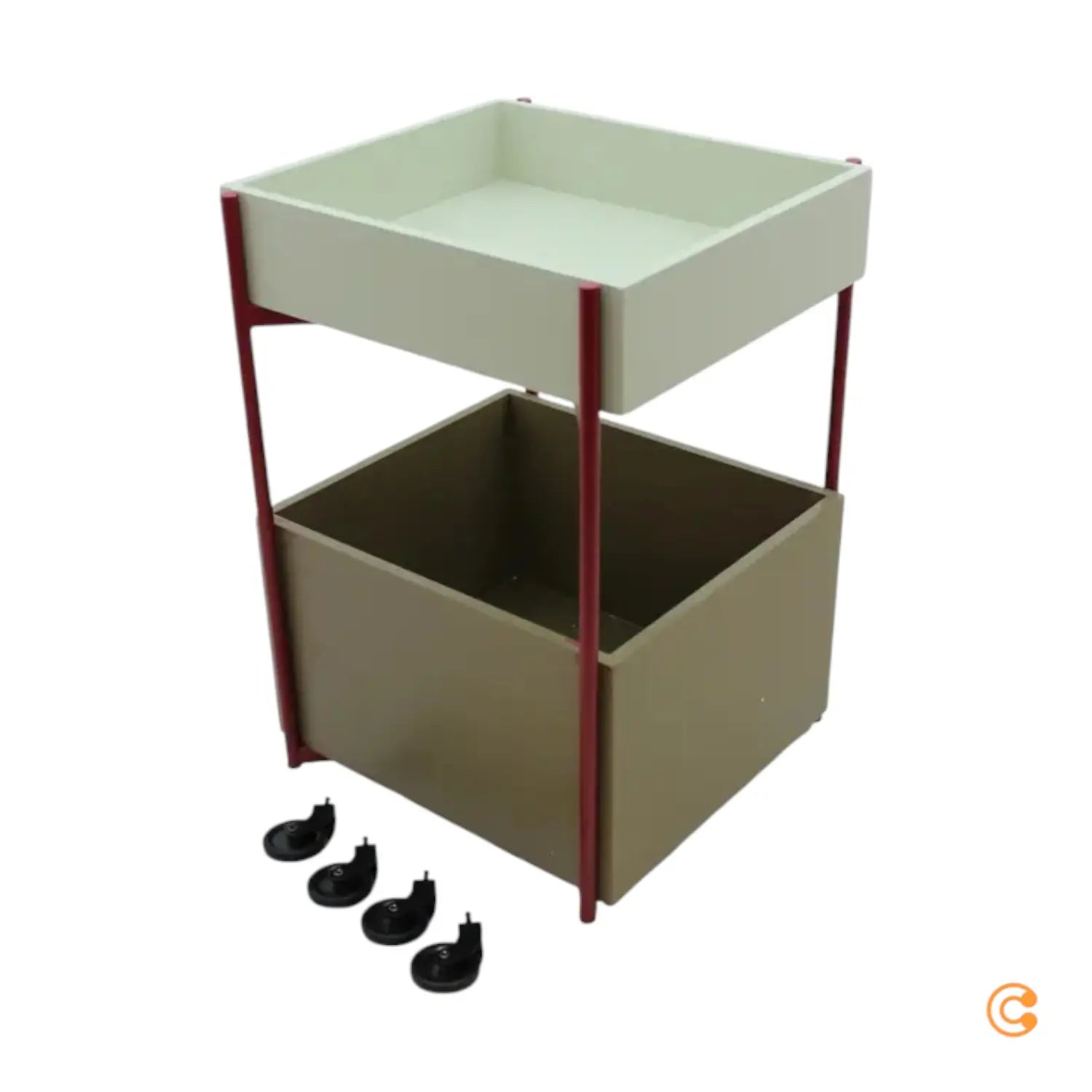 C-Ware Hübsch Interior Fresh Trolley Wagen H70cm Khaki Burgundy Esche Siehe Text/Foto - 5712772127162