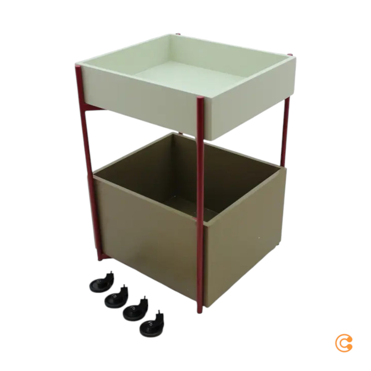 Hübsch Interior Fresh Trolley Wagen H70cm khaki burgundy Esche SIEHE TEXT/FOTO - 5712772127162