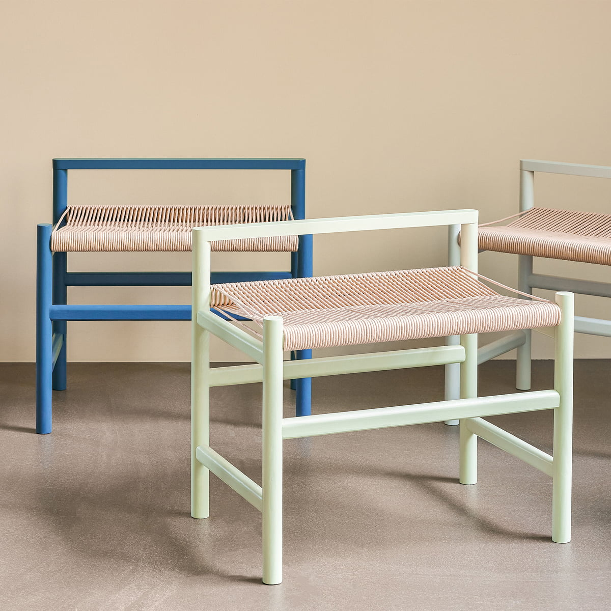 Hübsch Interior Bank Sitzbank Eichenholz Papierschnur Hellgrau 60 Cm Heritage B-Ware - 5712772138533