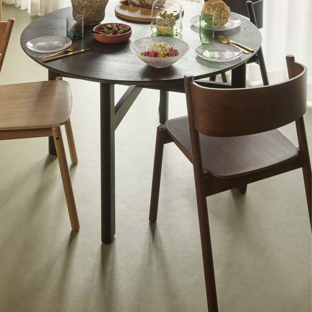 Hübsch Interior Stuhl Sitzmöbel Sitz Oblique Eiche Schwarz Esszimmerstuhl B-Ware - 5712772128367