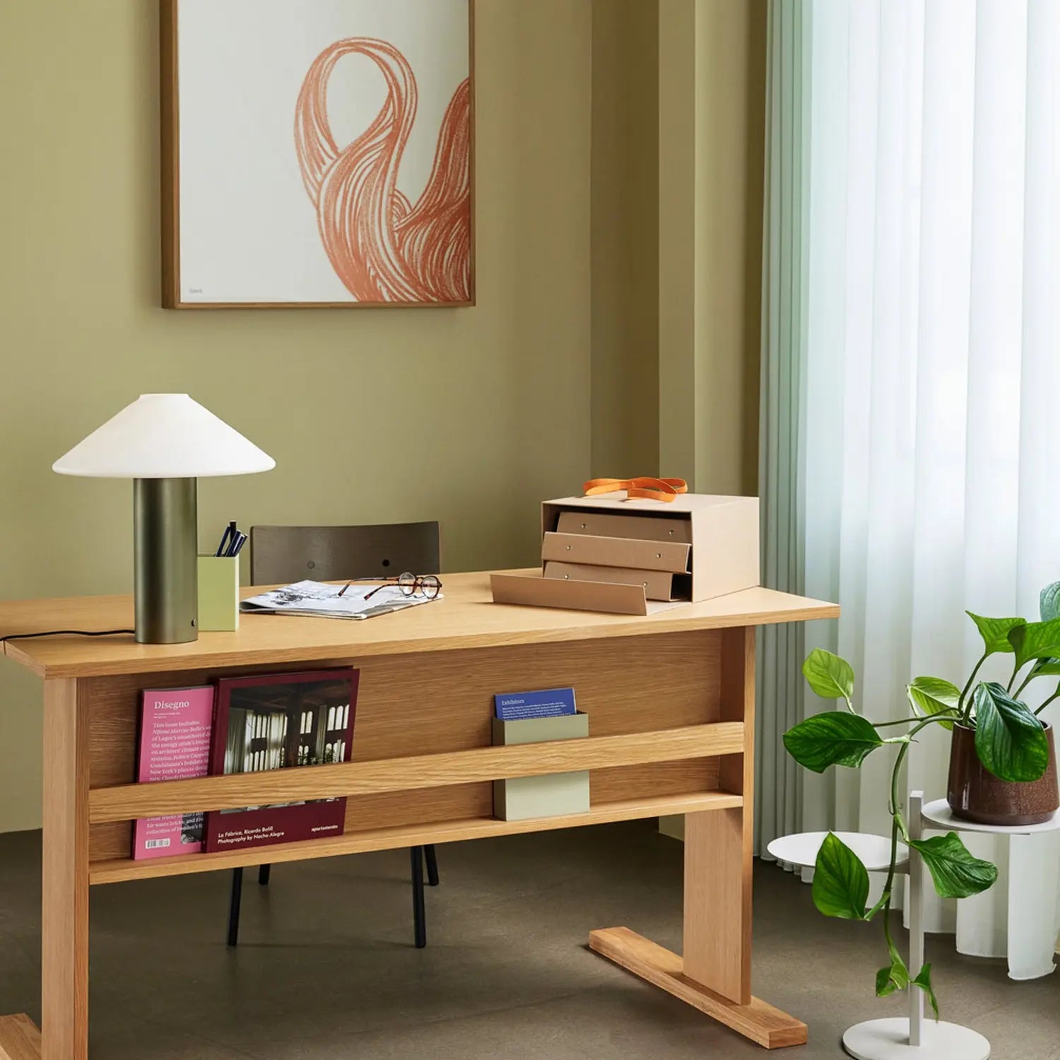 B-Ware Hübsch Tischleuchte Lampe Orbit Dunkelgrün Weiß Eisen Glas Schalter Dimmbar - 5712772134153