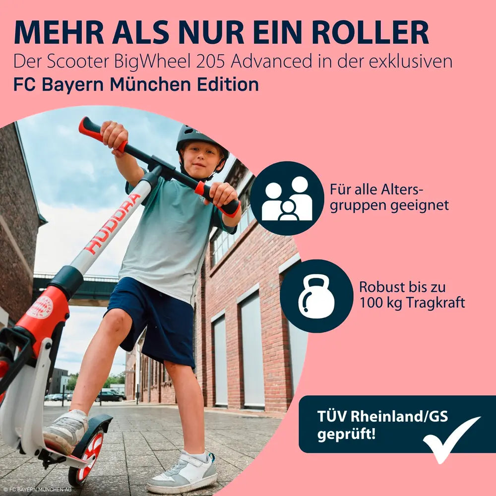 B-Ware Hudora Big Wheel Roller Scooter Fc Bayern München Rot Pu Höhenverstellbar - 4005998141618