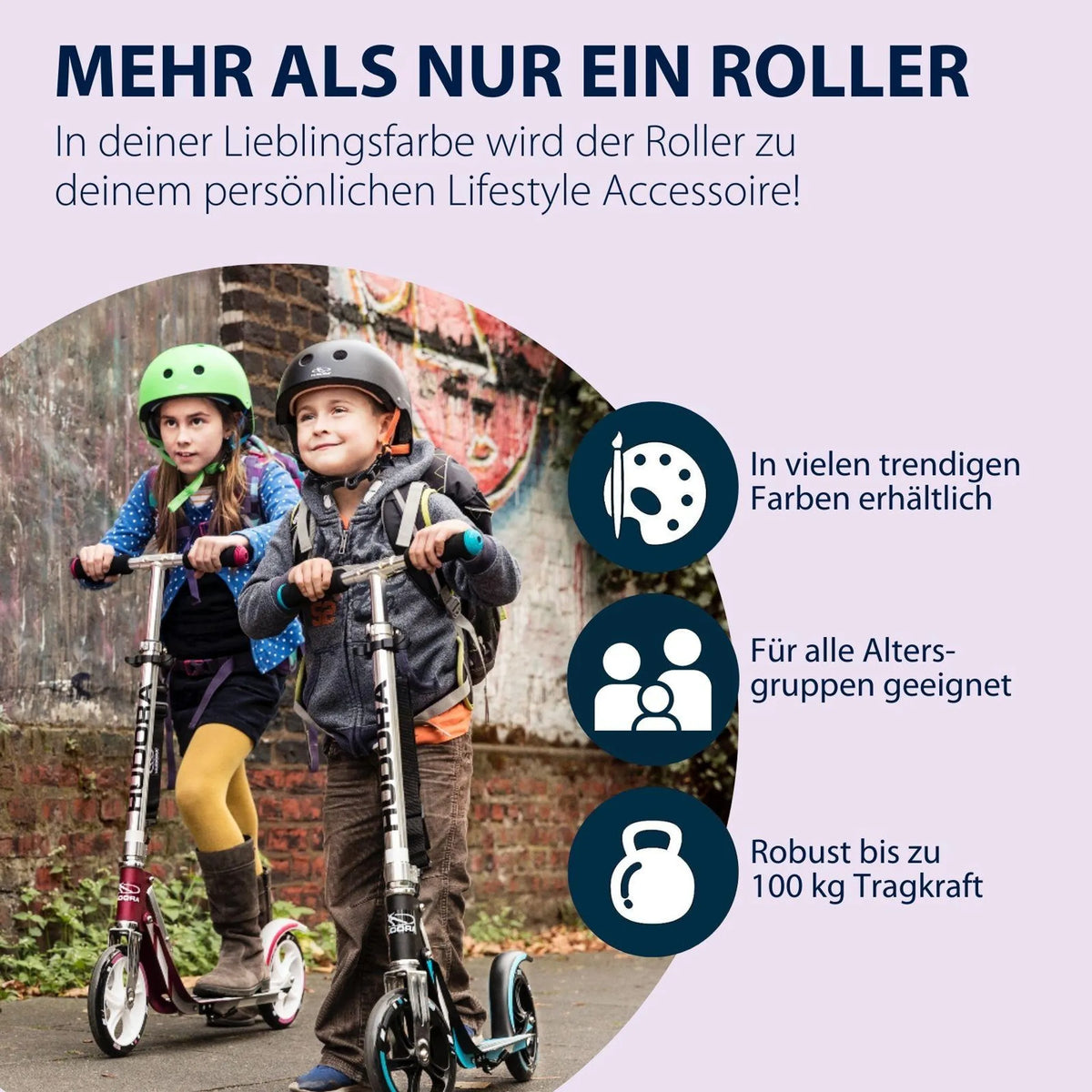 HUDORA 205 lila Kinderroller Kickroller Roller City-Roller Klapproller Scooter - 4005998128510