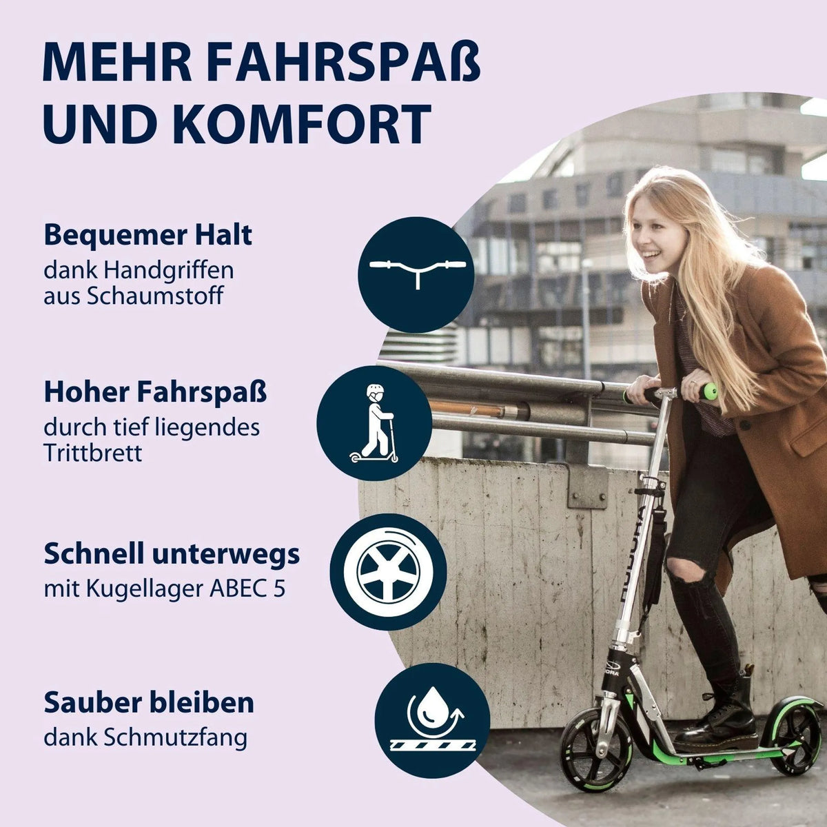 HUDORA 205 lila Kinderroller Kickroller Roller City-Roller Klapproller Scooter - 4005998128510