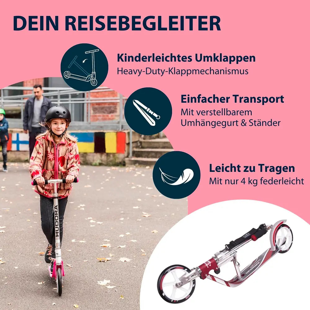 B-Ware Hudora Big Wheel 205 Tretroller Scooter Aluminium Magenta Silber Höhenverstellbar - 4005998189511