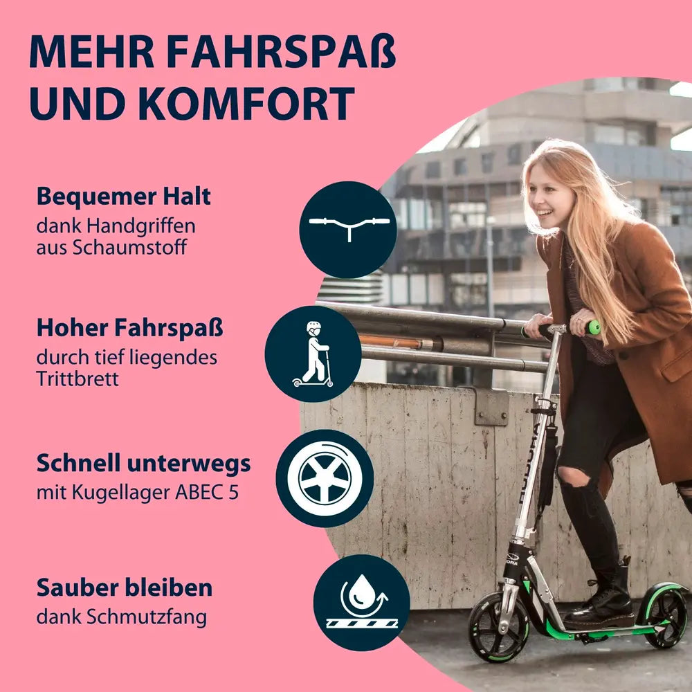 B-Ware Hudora Big Wheel 205 Tretroller Scooter Aluminium Magenta Silber Höhenverstellbar - 4005998189511