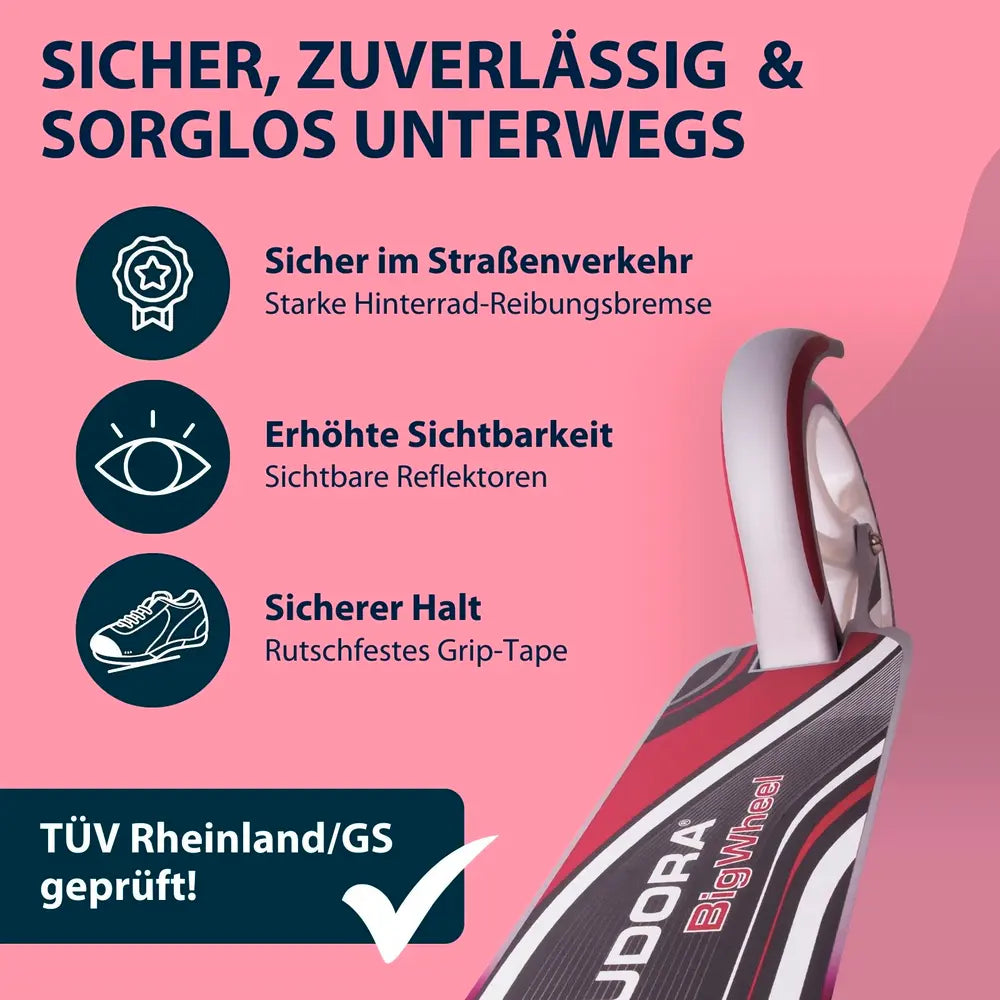 B-Ware Hudora Big Wheel 205 Tretroller Scooter Aluminium Magenta Silber Höhenverstellbar - 4005998189511
