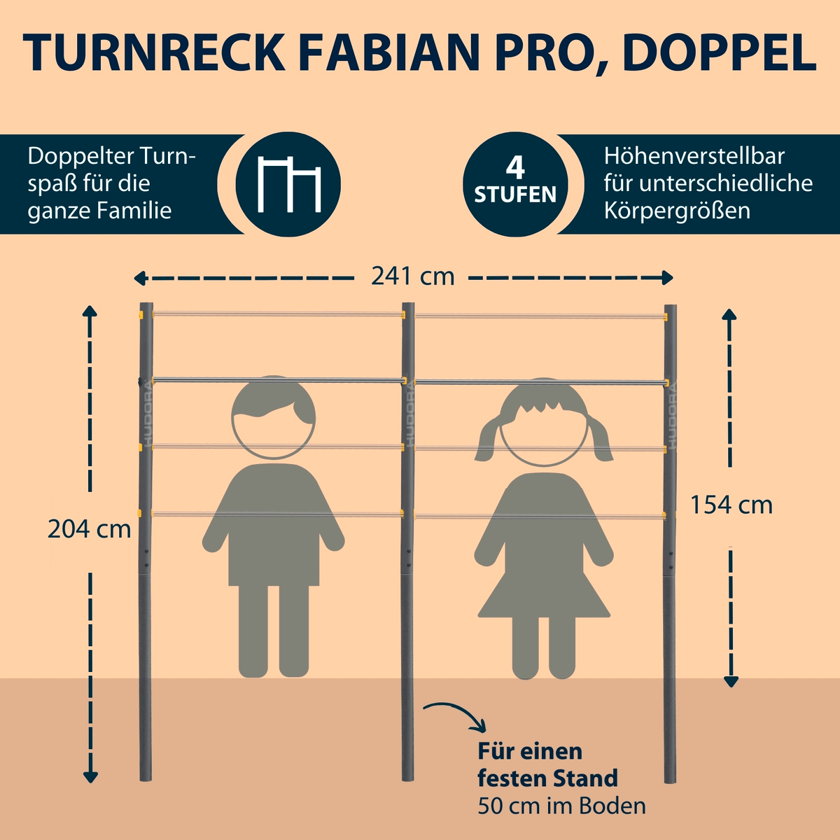HUDORA Fabian Pro Doppel-Turnreck Reckstangen Turnstangen - 4005998858400