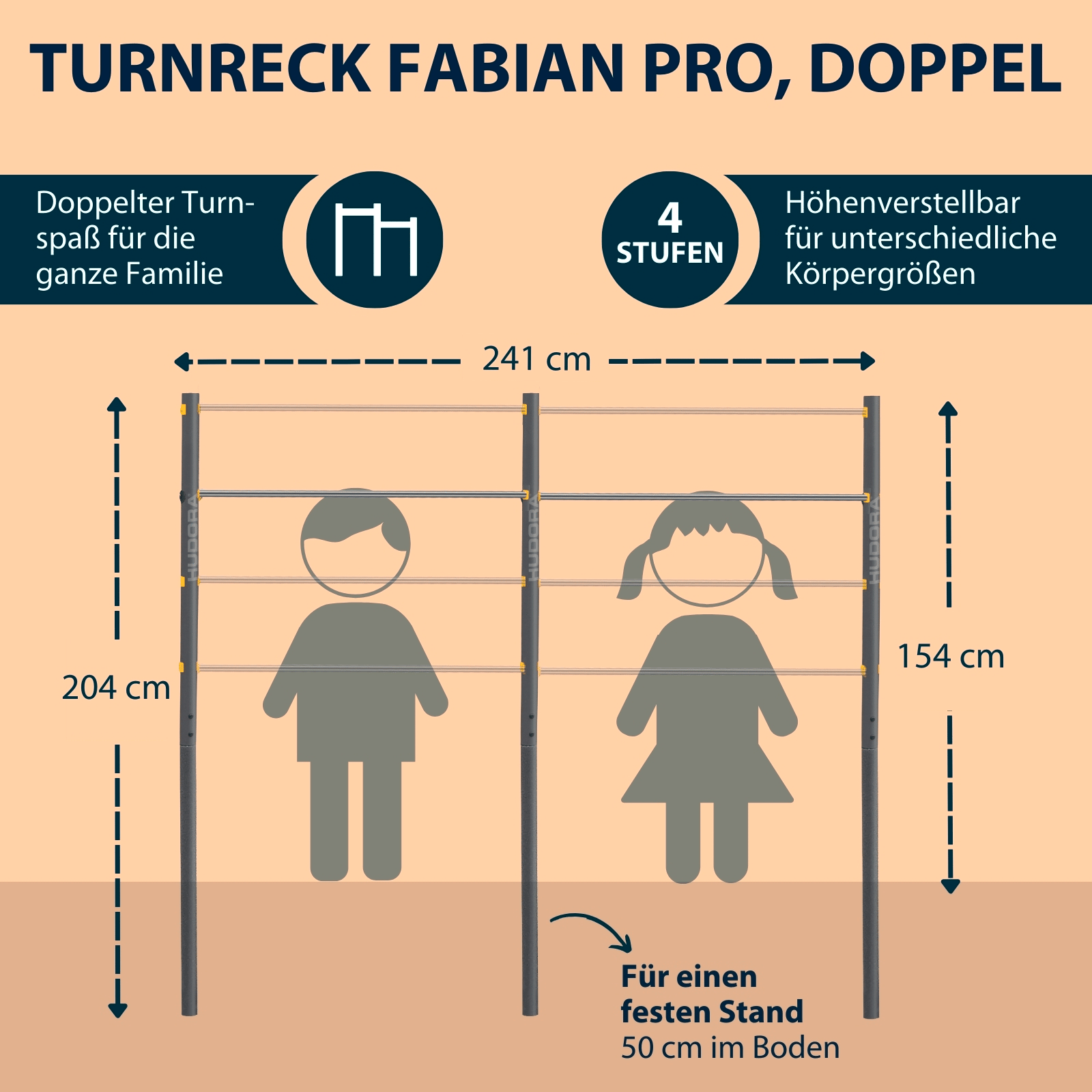 HUDORA Fabian Pro Doppel-Turnreck Reckstangen Turnstangen - 4005998858400