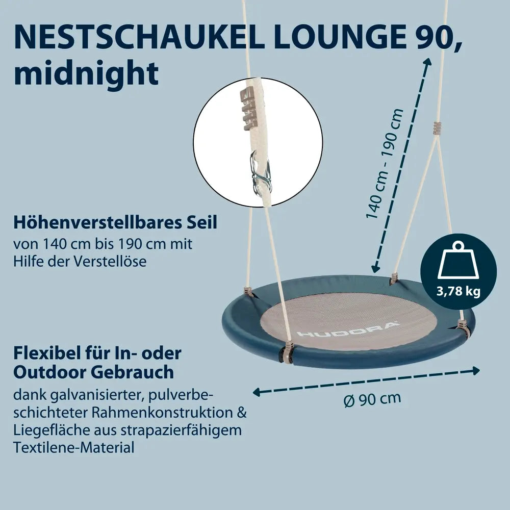 B-Ware Hudora Nestschaukel Schaukel Lounge Blau 90cm Kinder Tellerschaukel Outdoor - 4005998722015