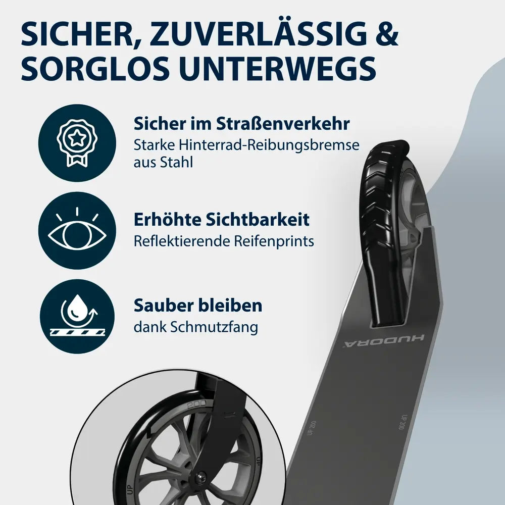 B-Ware Hudora Scooter Roller Tretroller Up 200 Iron Schwarz Höhenverstellbar Aluminium - 4005998145203