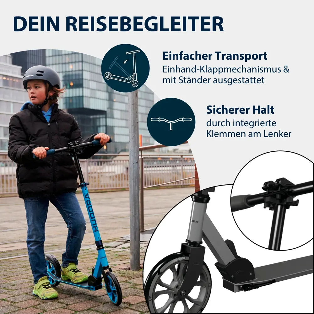 B-Ware Hudora Scooter Roller Tretroller Up 200 Iron Schwarz Höhenverstellbar Aluminium - 4005998145203