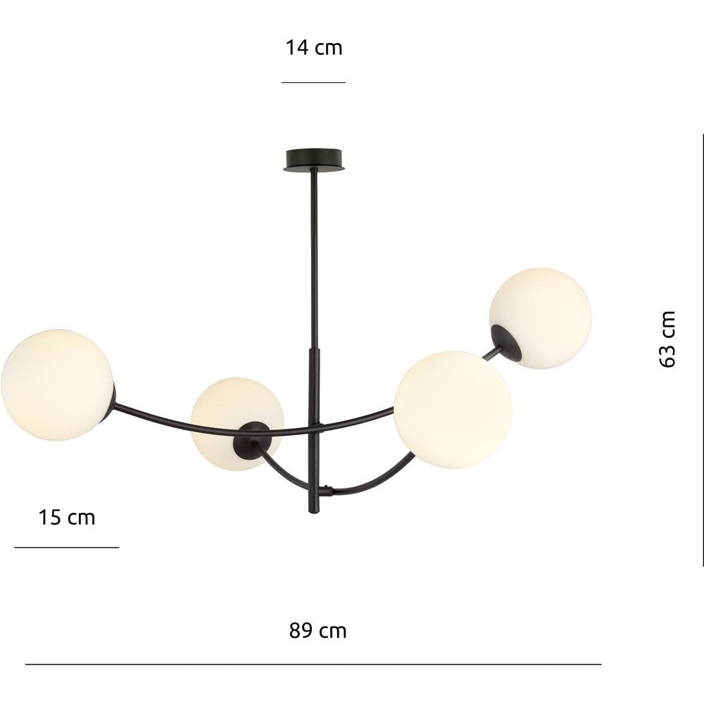 Emibig Deckenleuchte Lampe Glaskugeln Hunter IV schwarz opal 4-flammig - 5901738921207