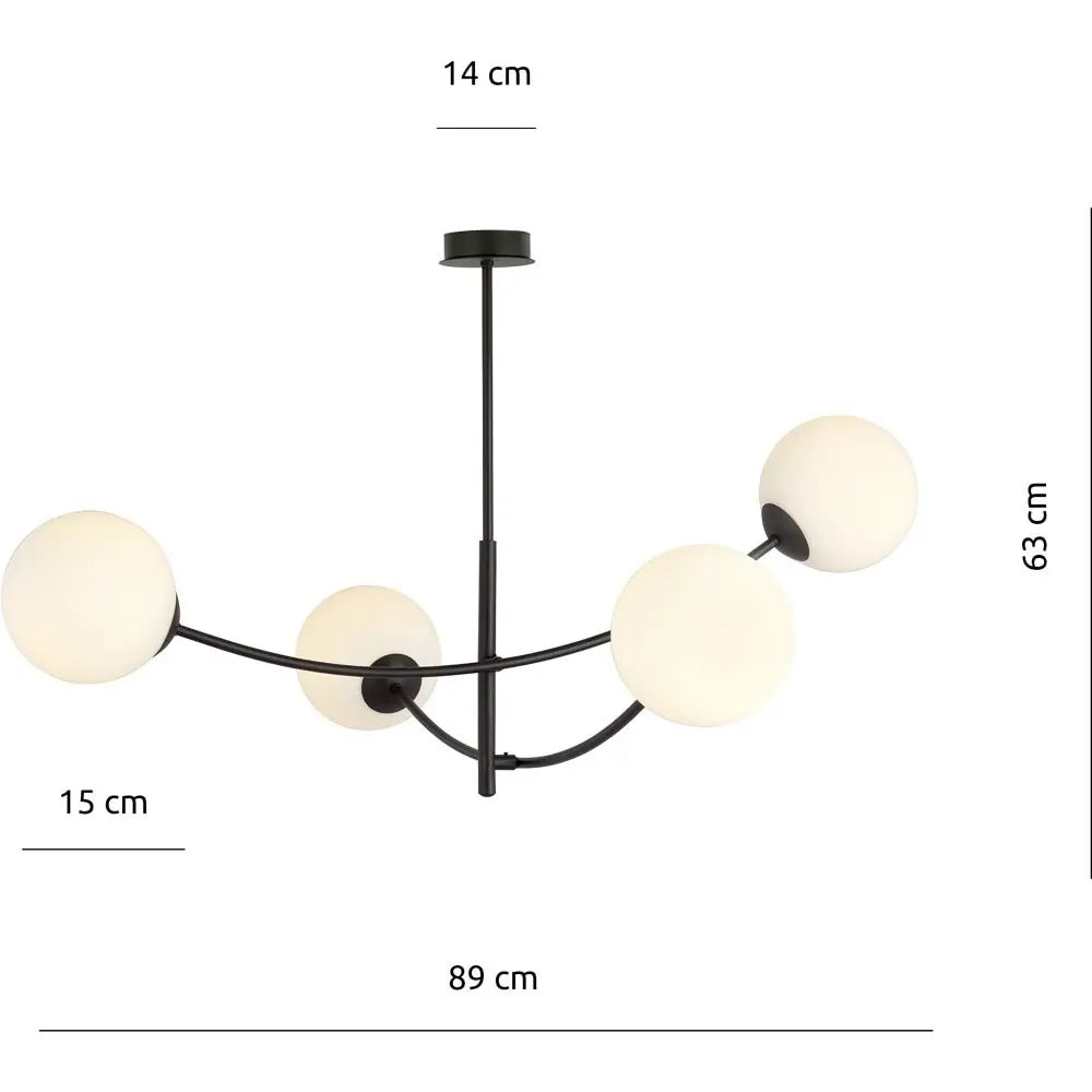 B-Ware Emibig Deckenleuchte Lampe Glaskugeln Hunter Iv Schwarz Opal 4 Flammig - 5901738921207