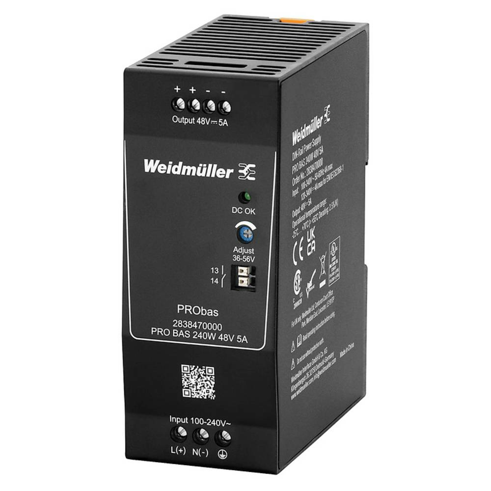 B-Ware Weidmüller Pro Bas 240 W 48 V 5 A Hutschienen Netzteil Din Rail Schaltnetzteil 1 St - 4064675444169