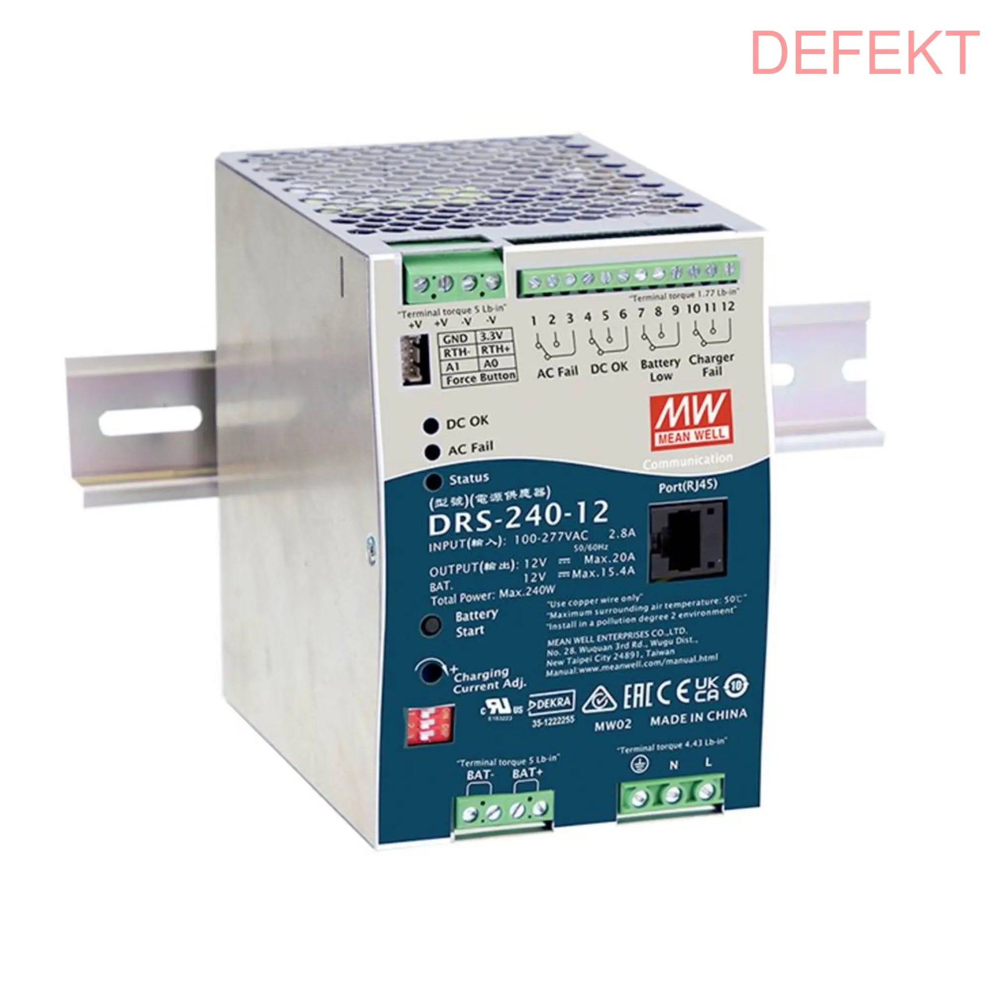 D-Ware Mean Well Drs 240 12 Hutschienen Netzteil Din Rail 12 V 20 A 240 W Defektware - 4711287484969