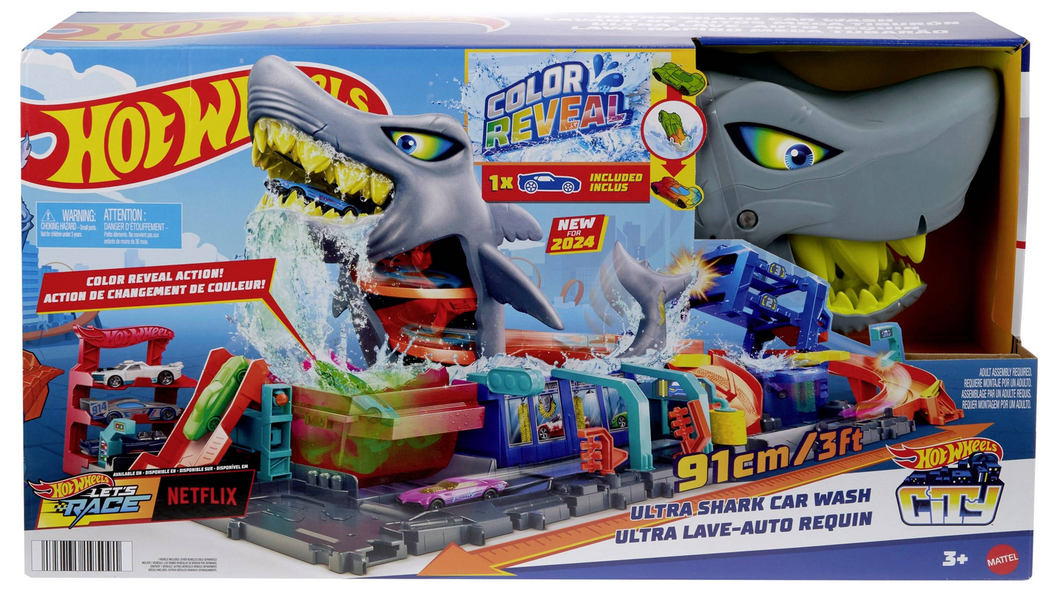 Mattel Hot Wheels City Ultimative Hai Auto Waschanlage Spielzeug Fahrzeug B-Ware