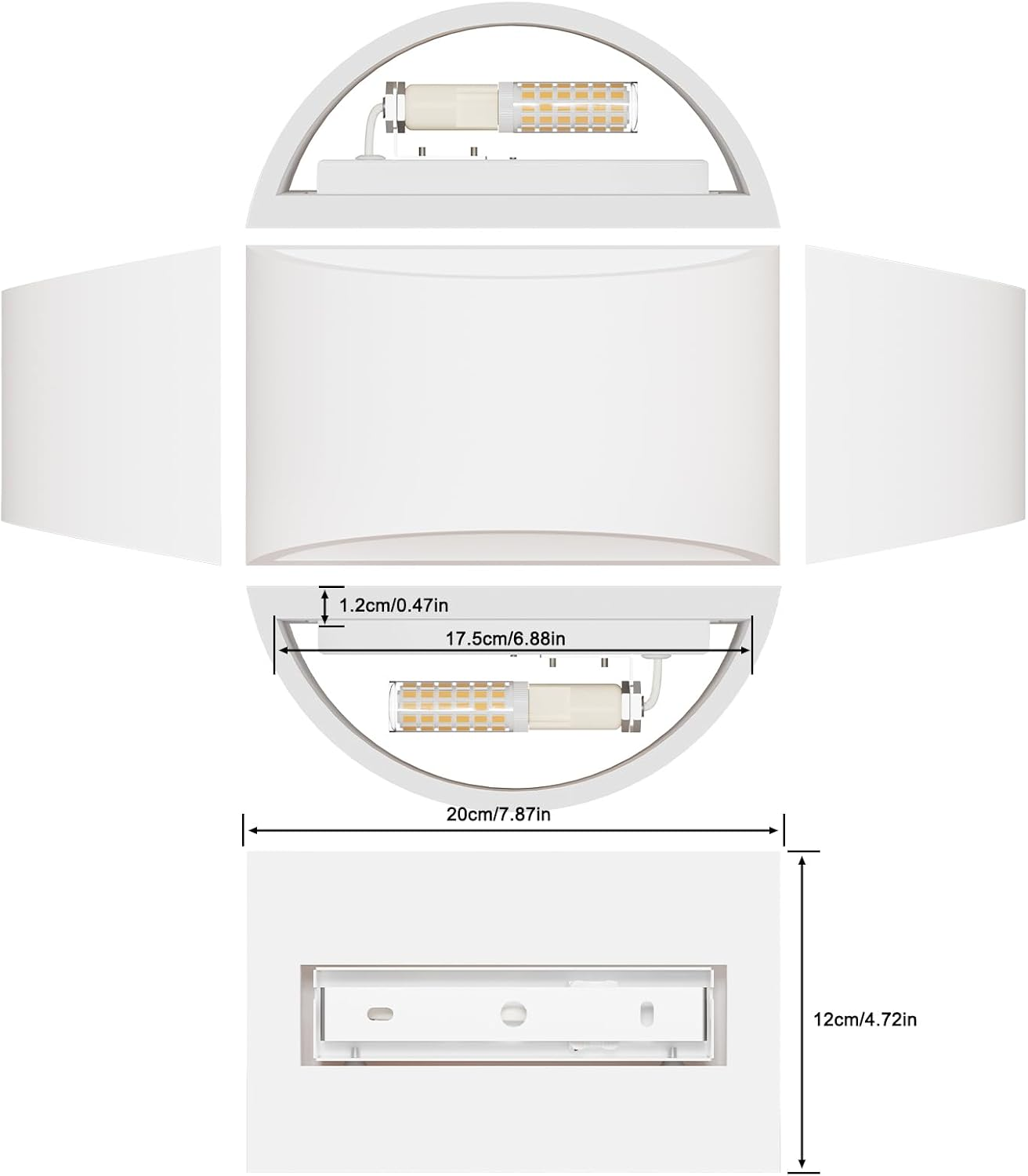 Hydong Led Wandleuchte Innen 2 Stück 7 W Weiß Gipsleuchte Wandlampe Lampe Leuchte B-Ware - 1