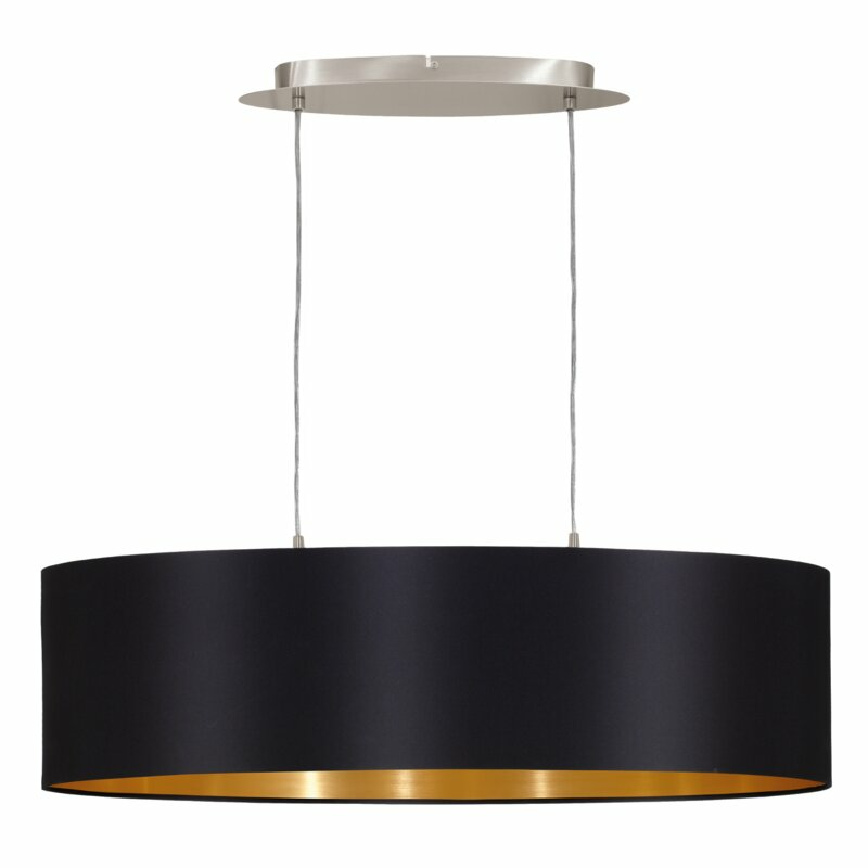 B-Ware Hykkon Brielle Trommel Pendelleucht Hängelampe Deckenlampe Rund Schwarz Gold - 9002759316112