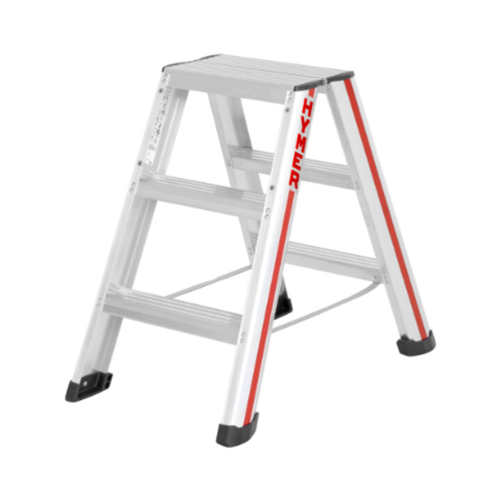 B-Ware Hymer Stufenstehleiter Klappleiter Leiter Beidseitig Begehbar 2x3 Stufen - 4019502339637