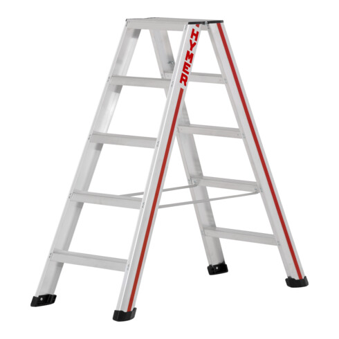 B-Ware Hymer Stufenstehleiter Trittleiter Beidseitig Begehbar 2x5 Stufen Aluminium - 4019502339651