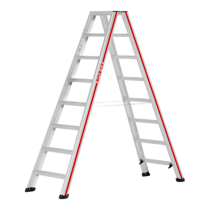B-Ware Hymer Stufenstehleiter Trittleiter Leiter Beidseitig Begehbar 2x8 Stufen Silber - 4019502339682