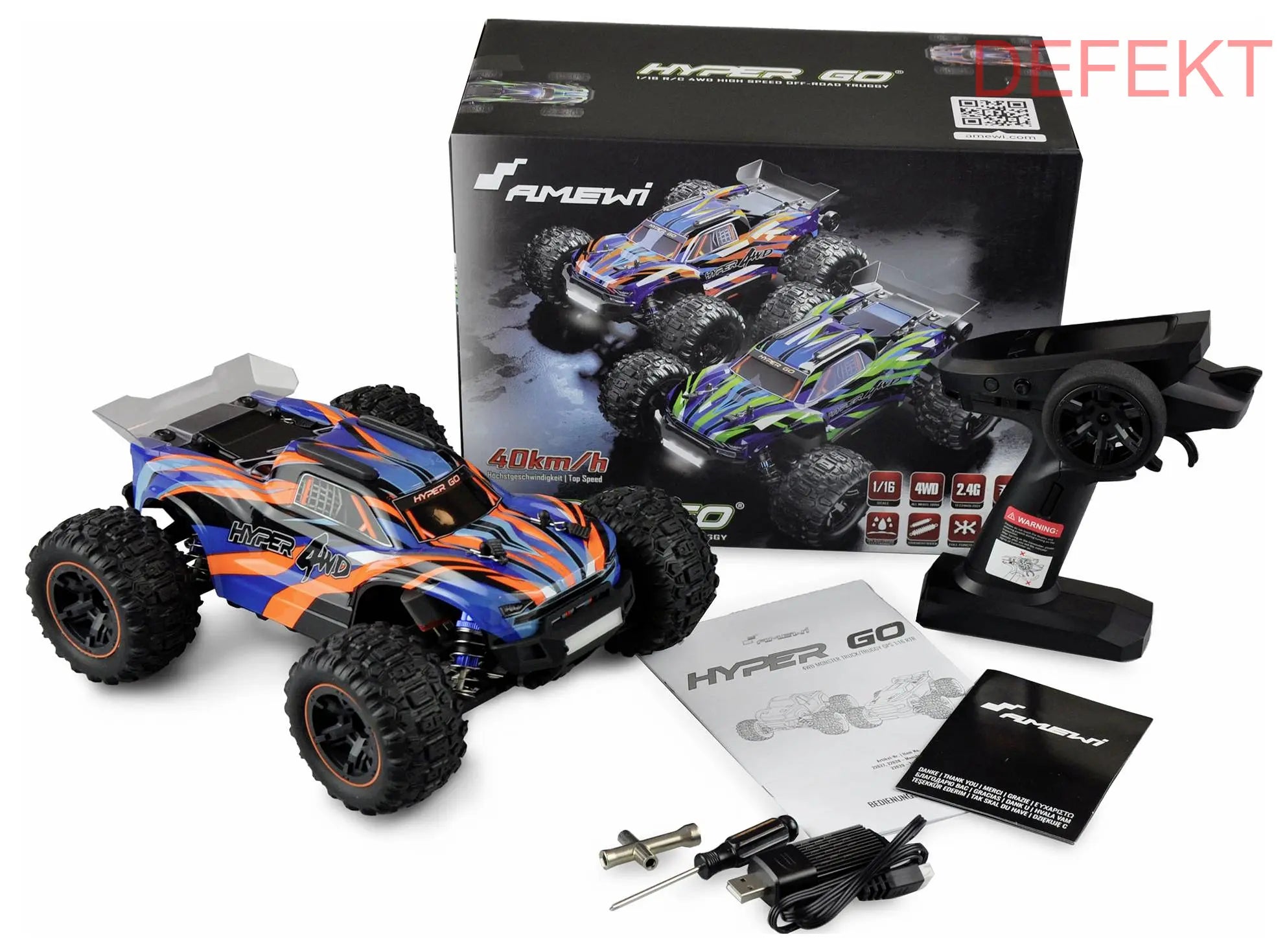 D-Ware Amewi Hyper Go Basic Brushed 1:16 Rc Elektro Truggy Allrad Defektware - 4260768517233