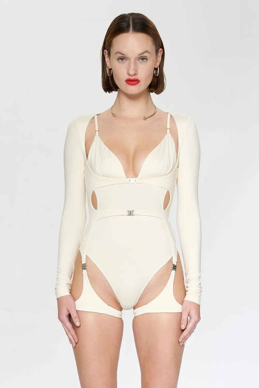 B-Ware Iamnotbasic Bodysuit Body Anzug Cosmos Ivory Elfenbein Größe S Damen Langärmlig - 8682521046167