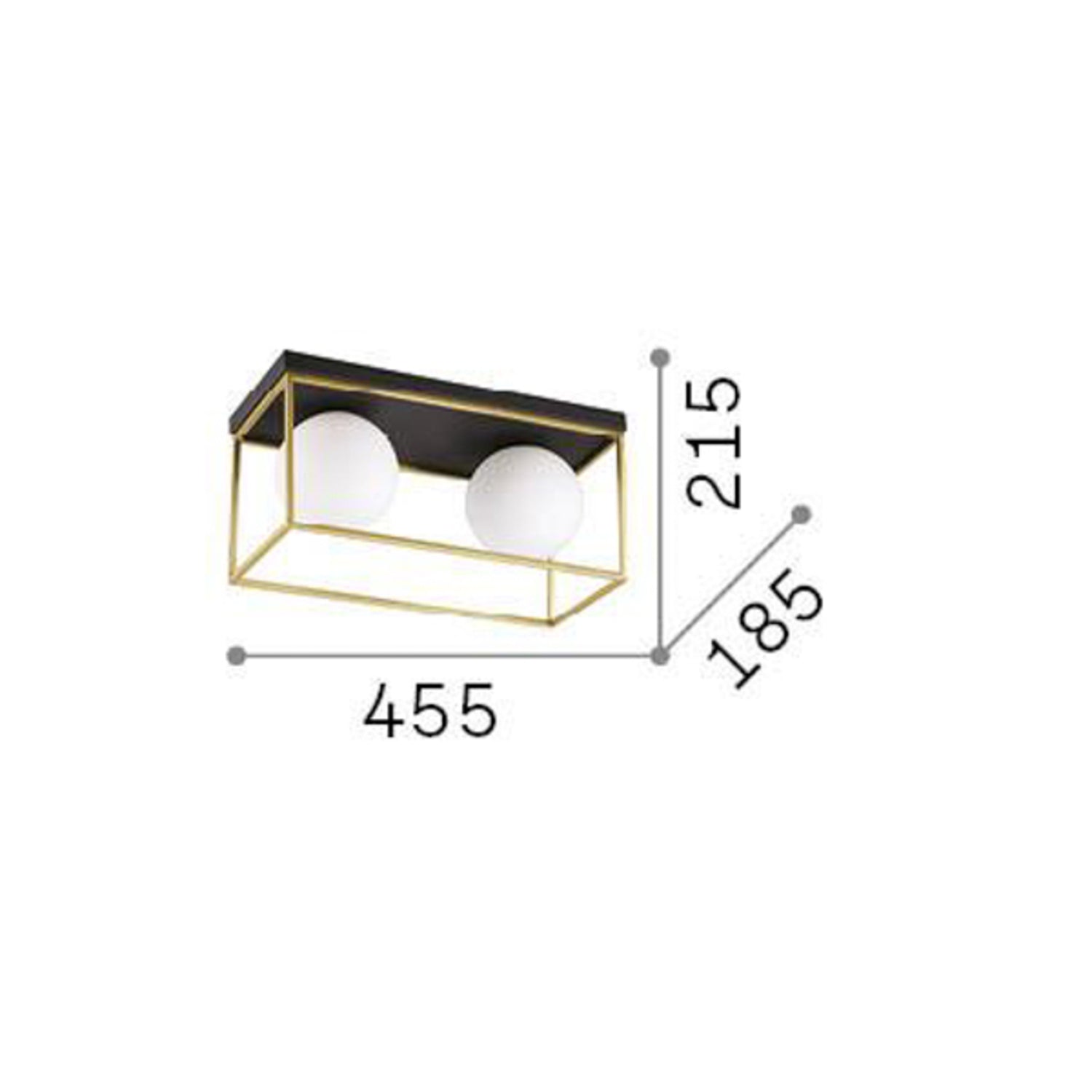 B-Ware Ideallux Deckenleuchte Deckenlampe Lingotto Schwarz Glas Weiß E14 Led 2 Flammig - 8021696304137