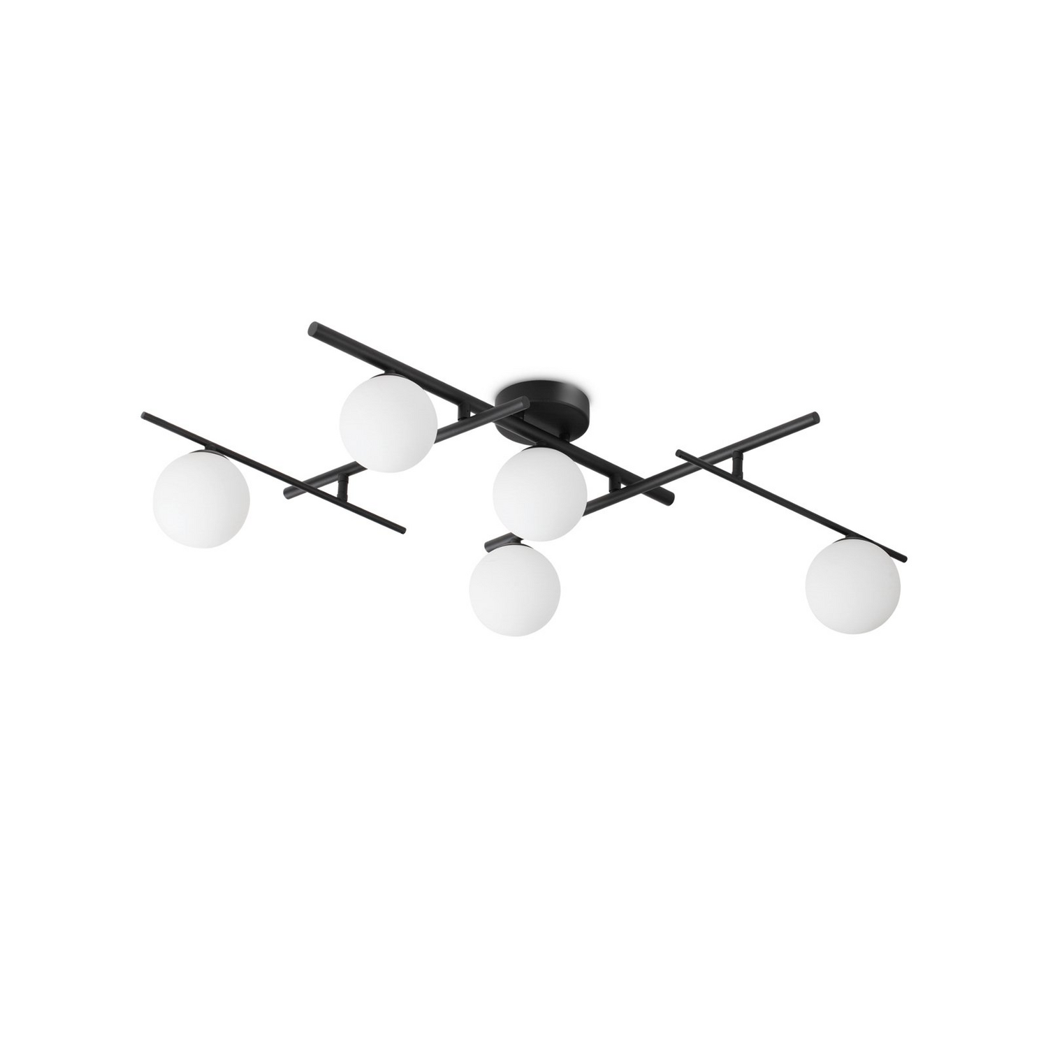 Ideal Lux Deckenleuchte Lampe Atlas Schwarz 5 Flammig Metall Glas Wohnzimmer B-Ware - 8021696328218