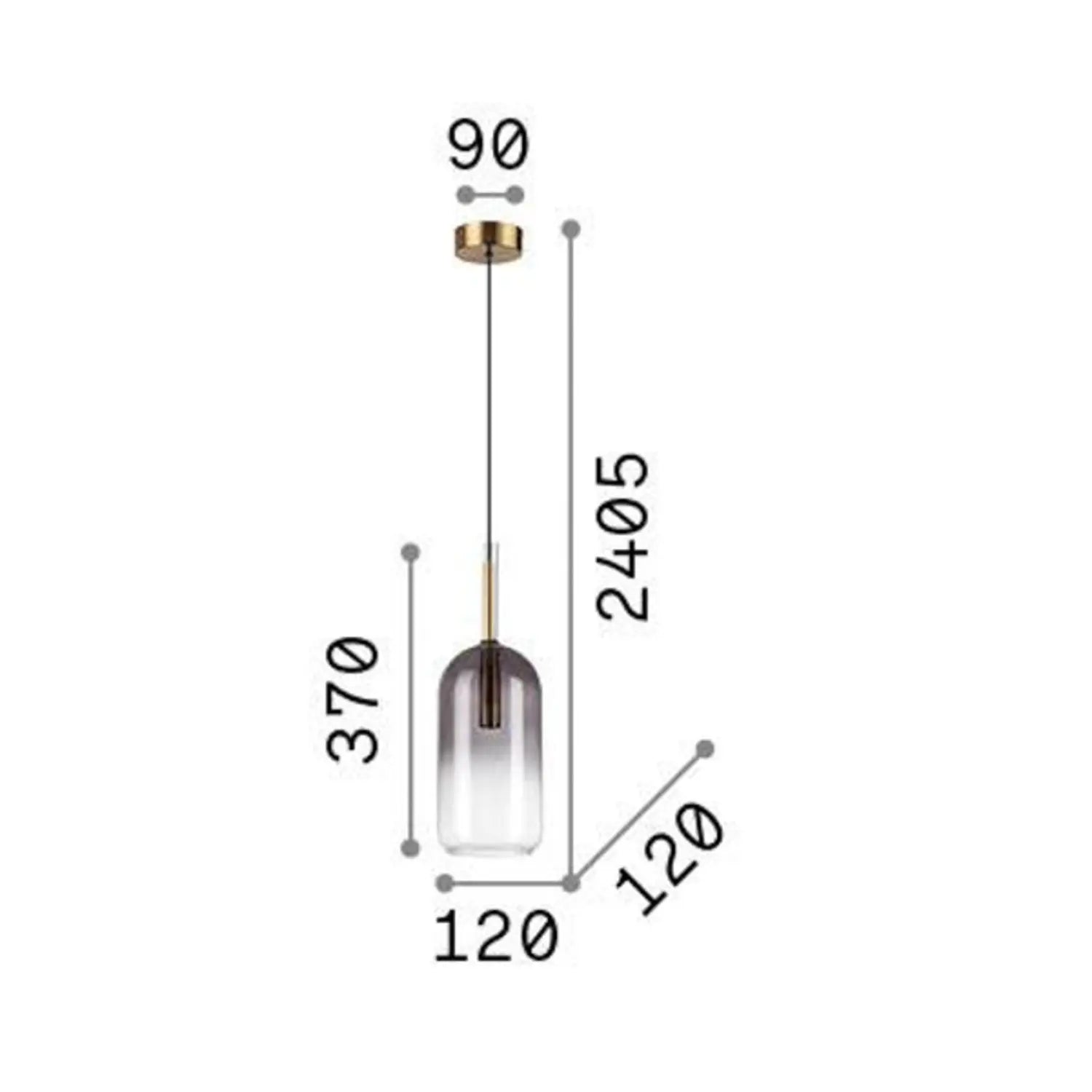 B-Ware Ideal Lux Hängeleuchte Pendelleuchte Empire Glas Klar Rauchgrau Beleuchtung - 8021696309804