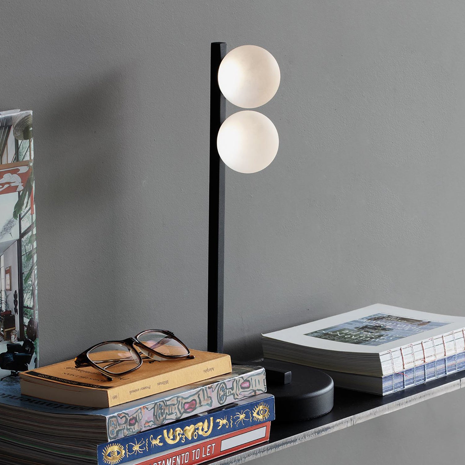 B-Ware Ideal Lux Tischlampe Tischleuchte Ping Pong Led Schwarz Glas Metall Opalglas - 8021696313320