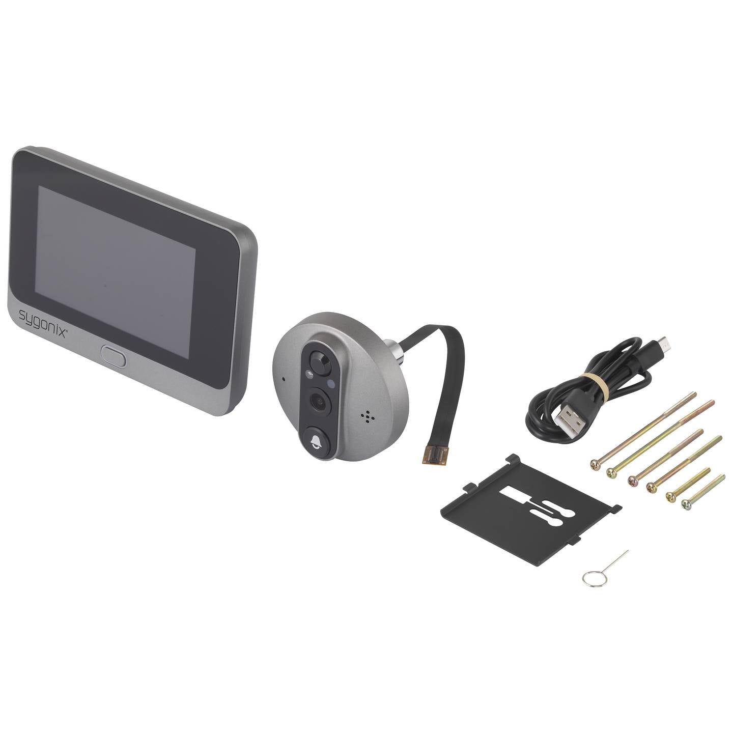 Sygonix IP-Video-Türsprechanlage WLAN Kamera Spionkamera Grau 4,3 Zoll Display - 4064161207339