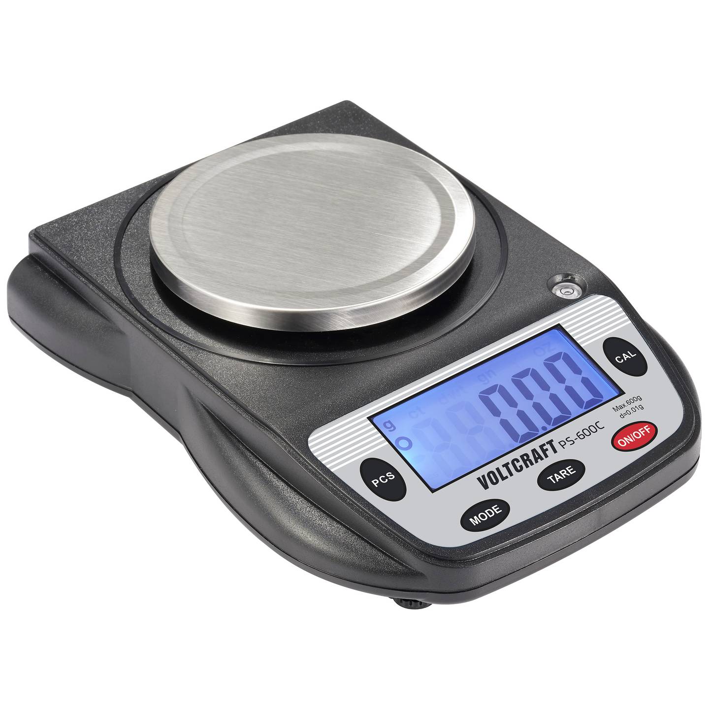 VOLTCRAFT PS-600C Präzisionswaage 600g Edelstahl digital Stückzählung schwarz - 4064161293509