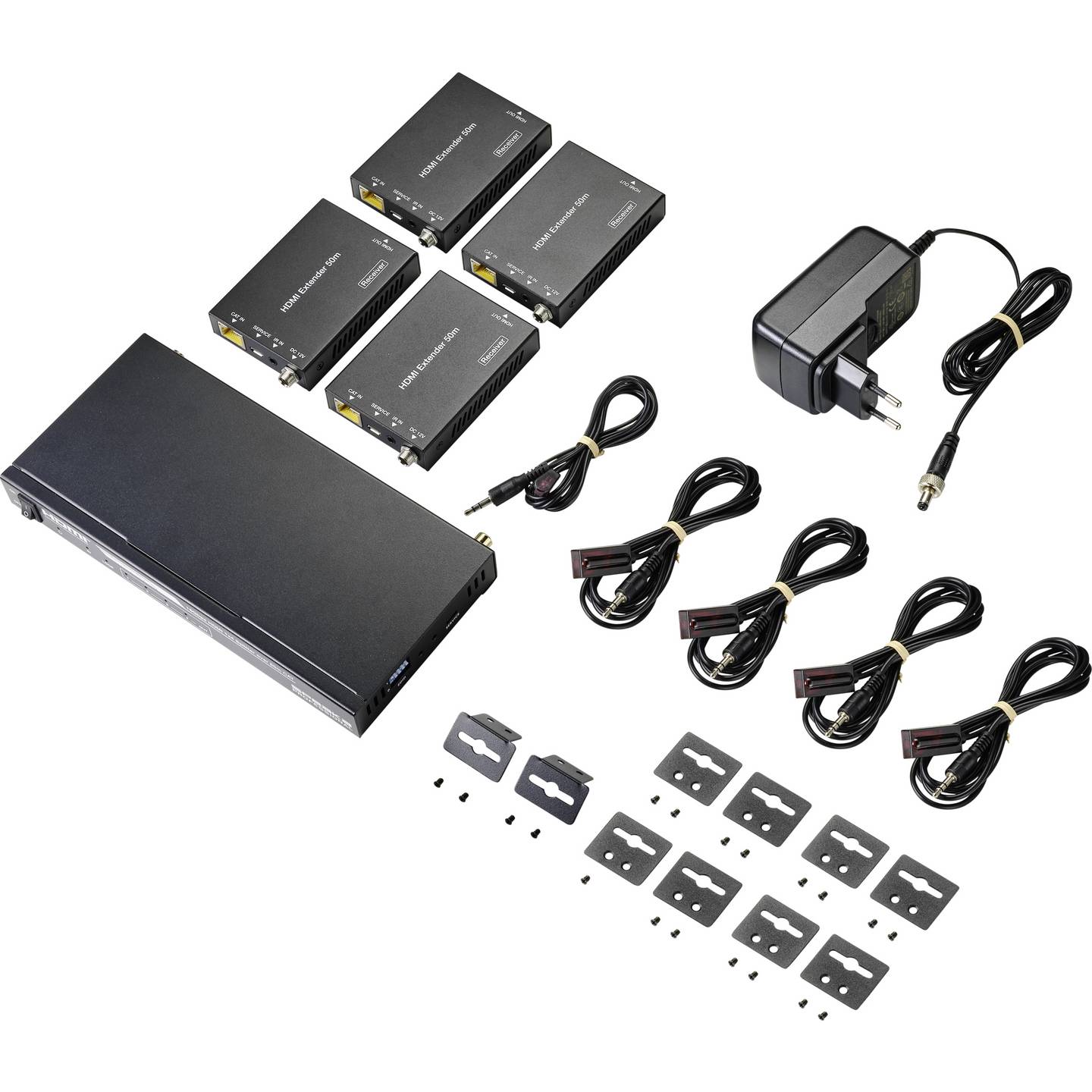 SpeaKa HDMI Extender Set mit 1 Sender und 4 Empfängern, 50 m über RJ45 - 4064161177144