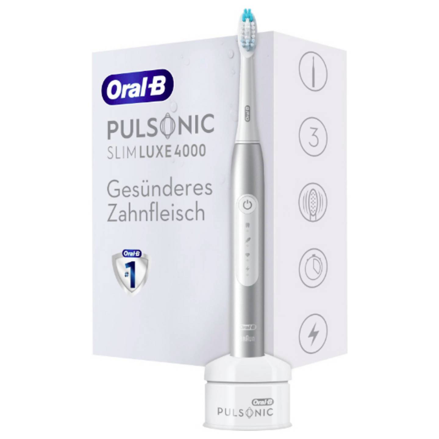 Oral-B Elektrische Zahnbürste Schallzahnbürste Pulsonic Slim Luxe 4000 Platin - 4210201305644