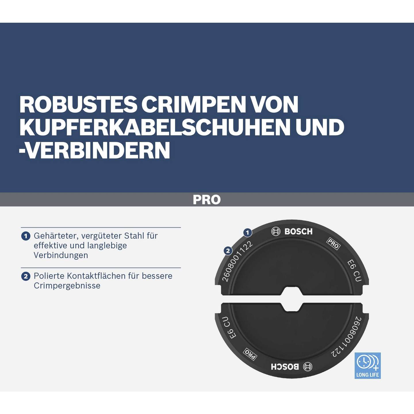 Bosch Crimpeinsatz Presswerkzeug Rohrkabelschuhe Kupferkabelschuhe 30mm² - 4059952725307