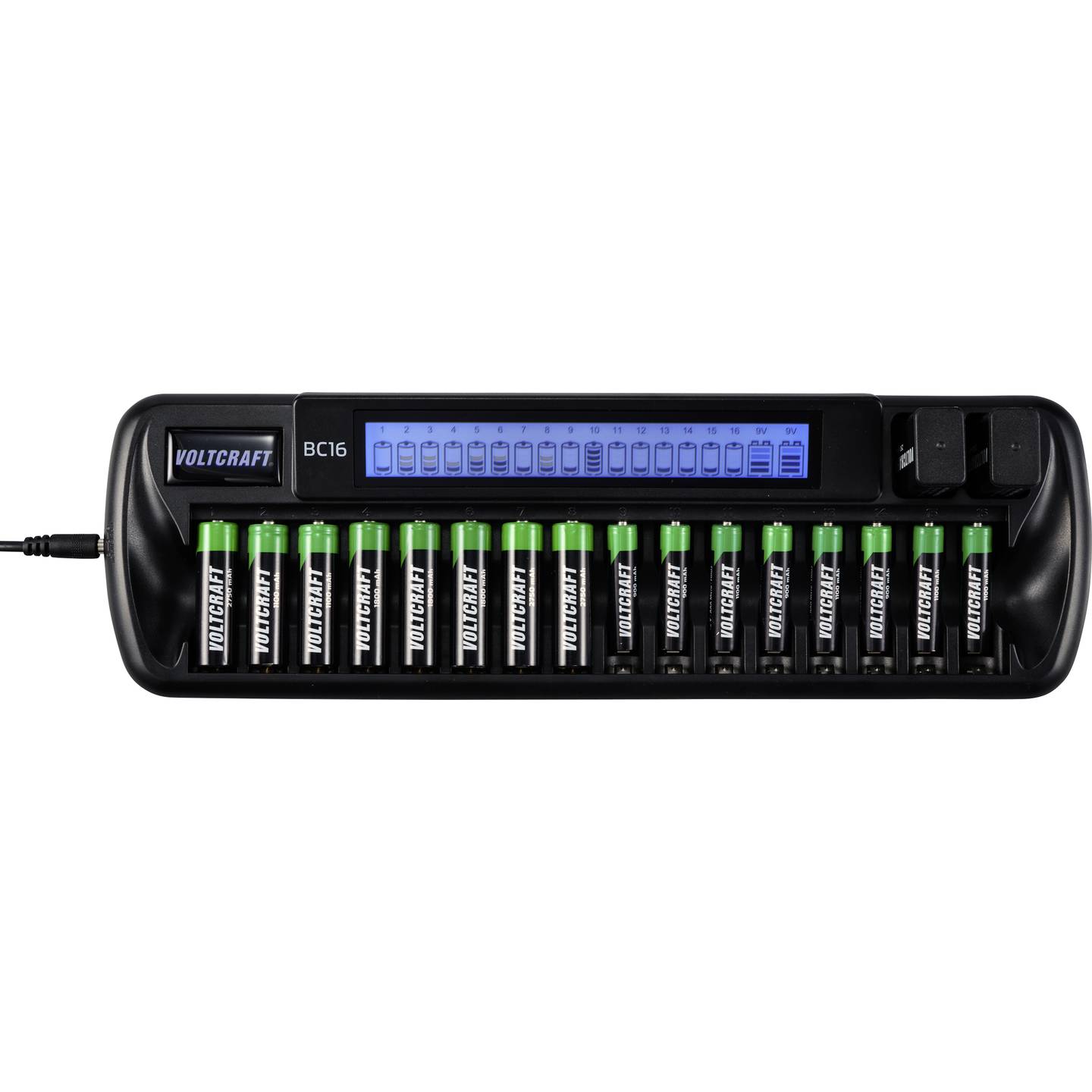 VOLTCRAFT BC16 Rundzellen-Ladegerät NiMH LiIon AA AAA 9V Block - 4053199972302