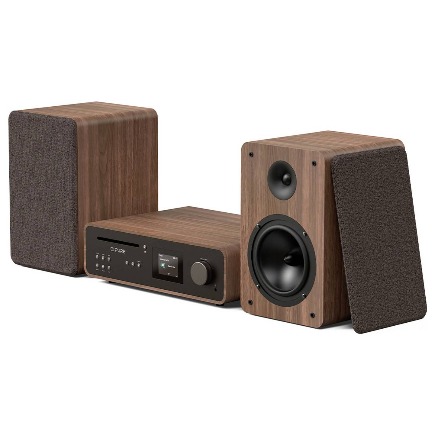 Pure Retro Stereoanlage Schwarz Walnuss DAB Bluetooth 50W Heim-Audio-Mikrosystem - 0759454301309