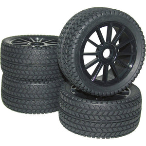 B-Ware Reely Buggy Kompletträder 12-Speichen Street schwarz 1:8 Tuning 4 Stück 106mm