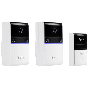 B-Ware Byron Funkklingel Komplett-Set DBY-23415 100m Reichweite 16 Melodien grau 80dB