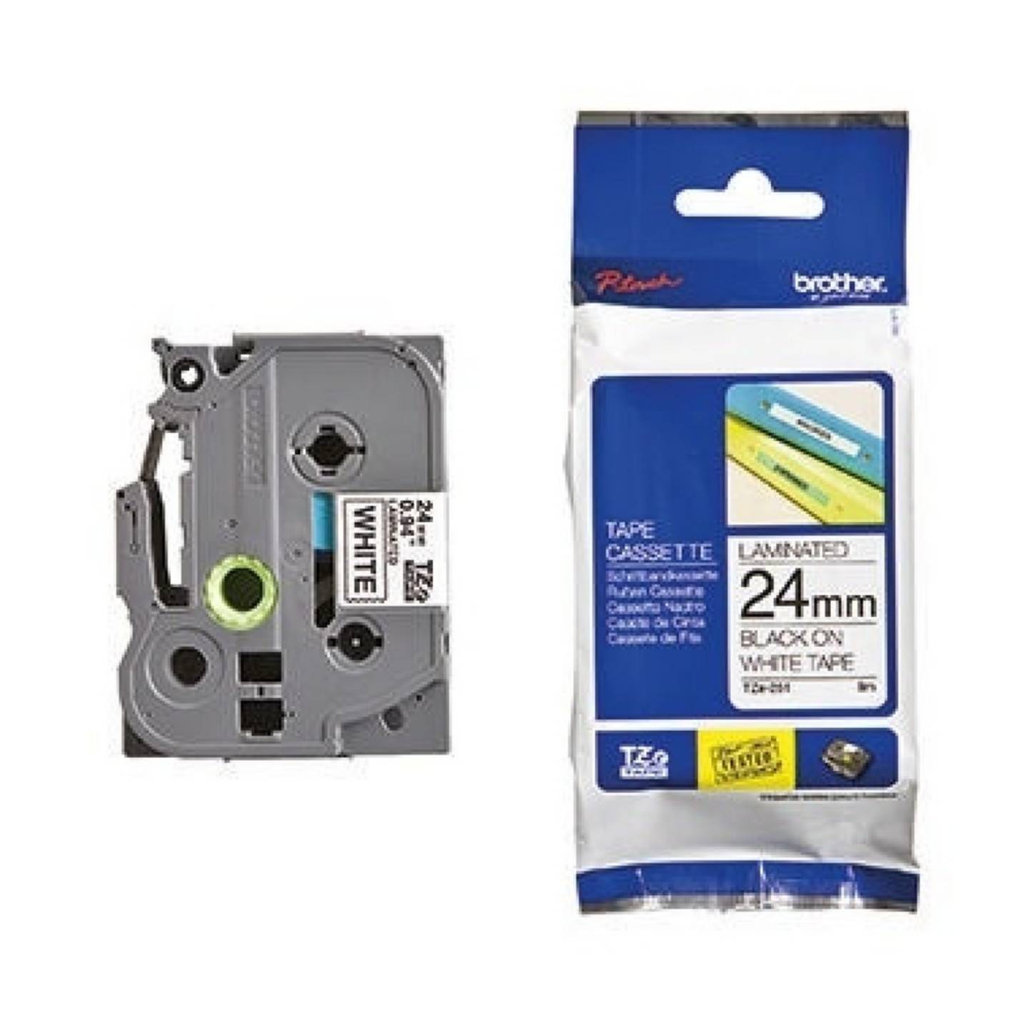BROTHER Band TZE-251 24mm Beschriftungsband weiß schwarz für Beschriftung 8 m - 4977766685412
