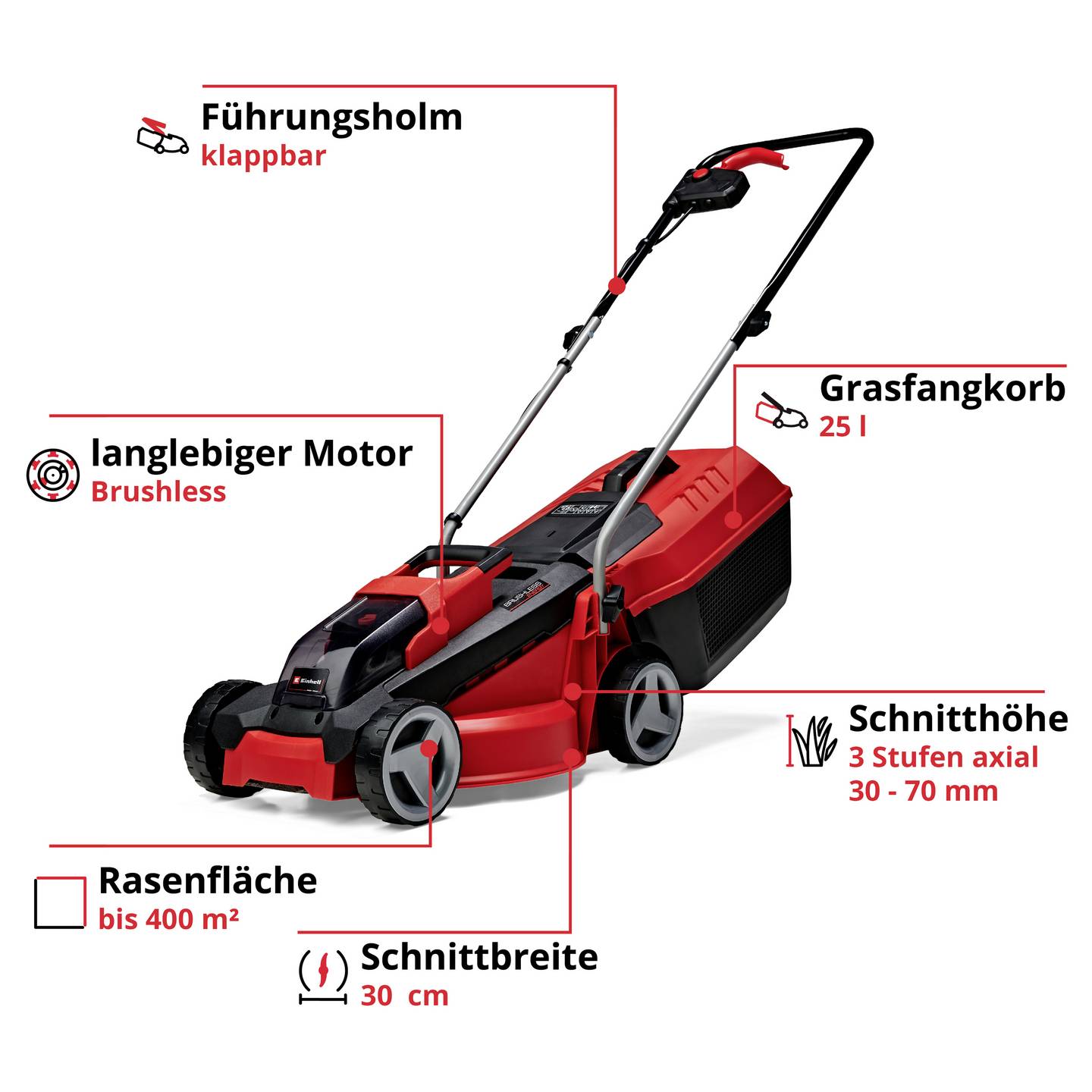 Einhell Power X-Change Rasenmäher Akku Mäher 30cm klappbar bis 150m² 18V Akku - 4006825629163